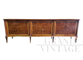 Grande credenza Art Déco a sei ante in noce e radica, anni '30                            