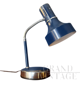 1970s desk lamp in blue lacquered metal