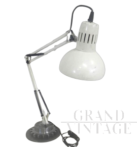 Lampada da studio vintage industriale in metallo bianco, anni '60                            