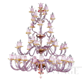 Magnolia chandelier in pink Murano glass