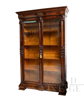 Antique Smith Neapolitan bookcase in mahogany feather