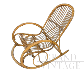 Vintage bamboo rocking armchair from the 1950s