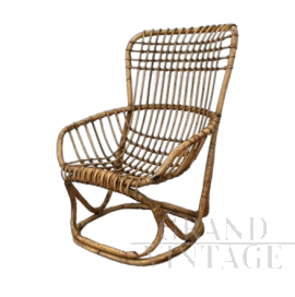 BP4 armchair by Tito Agnoli in bamboo and rattan, 1950s