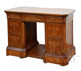 Antique Neapolitan Smith desk in inlaid walnut briar