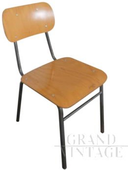 Vintage metal school chair from the 1950s