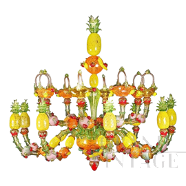 Sumptuous chandelier with triumph of fruit in Murano glass, 16 lights            