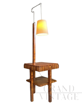 Tavolino da lettura art déco con lampada, anni '30                            