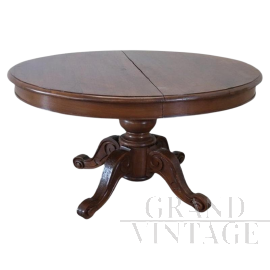 Antique table in solid walnut extendable up to 4 meters, mid-19th century