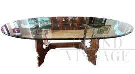 Late 19th century table in walnut with glass top