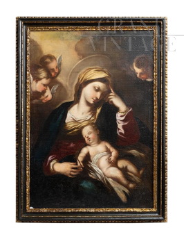 Francesco Solimena - Dipinto antico raffigurante Madonna col Bambino                            