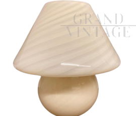 Lampada a fungo in vetro di Murano color crema, anni '70                            