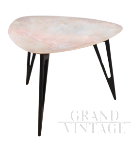 Tavolino vintage tripode con in marmo rosa, anni '50                            