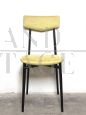 Set of 6 mid-century chairs in black metal and yellow fabric