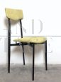 Set of 6 mid-century chairs in black metal and yellow fabric