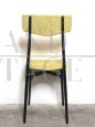 Set of 6 mid-century chairs in black metal and yellow fabric