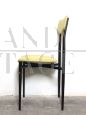 Set of 6 mid-century chairs in black metal and yellow fabric