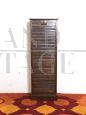 Vintage roller shutter filing cabinet in dark beech wood