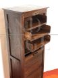 Vintage roller shutter filing cabinet in dark beech wood