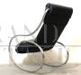 Heals rocking armchair in steel and black eco-leather