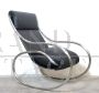 Heals rocking armchair in steel and black eco-leather