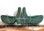 Pair of green Lady armchairs with ottoman, attr. Zanuso