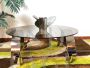 Space Age design coffee table in steel and smoked glass                            