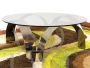 Space Age design coffee table in steel and smoked glass                            