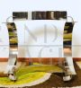 Space Age design coffee table in steel and smoked glass