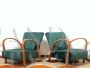 Pair of Art Deco armchairs in bent beech and green velvet