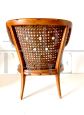 Set of 3 Giorgetti design armchairs in faux bamboo and wicker, Italy 1970s