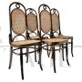 Set of 4 Thonet 207 Long John chairs in bent walnut, 1970s