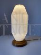 1940s Art Deco table lamp in white glass with wooden base