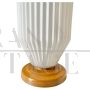 1940s Art Deco table lamp in white glass with wooden base