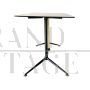 Vintage steel and brass coffee table with smoked glass top