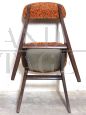 Set of 4 vintage chairs in teak wood and melange brown - lobster velvet