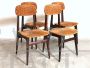 Set of 4 vintage chairs in teak wood and melange brown - lobster velvet    