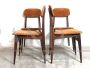 Set of 4 vintage chairs in teak wood and melange brown - lobster velvet