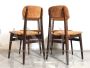 Set of 4 vintage chairs in teak wood and melange brown - lobster velvet