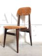 Set of 4 vintage chairs in teak wood and melange brown - lobster velvet