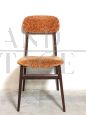 Set of 4 vintage chairs in teak wood and melange brown - lobster velvet