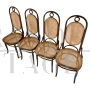 Set of 4 Thonet 207 Long John chairs in bent walnut, 1970s