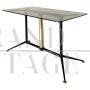 Vintage steel and brass coffee table with smoked glass top