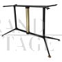 Vintage steel and brass coffee table with smoked glass top