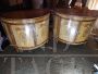 Pair of antique twin crescent-shaped sideboards with inlays, Napoleon III period