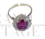 White gold ring with ruby ​​and brilliant diamonds