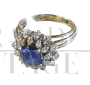 Platinum ring with cabochon sapphire and diamonds 