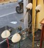 Large mid-century Stilnovo style wall lights in brass and glass