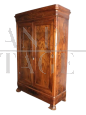 Antique Louis Philippe wardrobe in solid walnut, 19th century