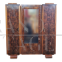 Art Deco wardrobe in walnut briar with mirrored door, Italy 1930s