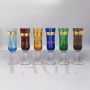 Set of 6 vintage colored Murano glass glasses with gold thread, Italy 1960s